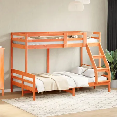 Produktbild von vidaXL Etagenbett 80x200/120x200 cm Wachsbraun Massivholz Kiefer