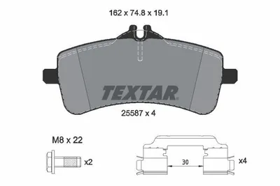 Produktbild von TEXTAR Bremsbeläge Satz Hinten passend für MERCEDES-BENZ S-Klasse Limousine (W222, V222, X222) 2558701