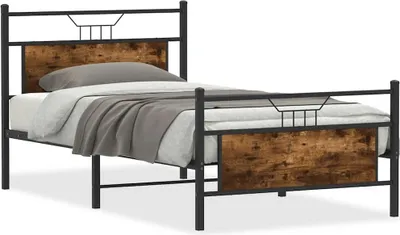 Obrázek produktu pro vidaXL Rám postele bez matrace kouřový dub 100x190 cm materiál na bázi dřeva