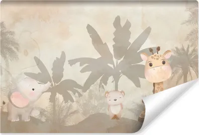 Produktbild von Muralo Selbstklebende Fototapete für Kinder wilde TIERE Palmen Pflanzen Br. 416cm x Hö. 254cm