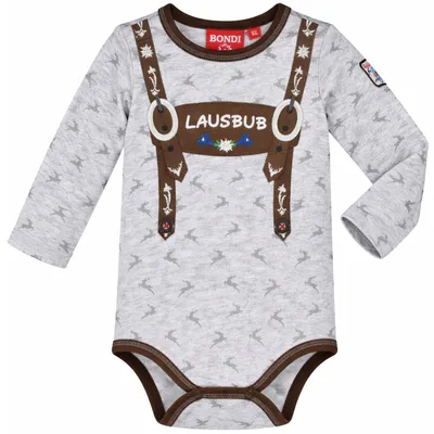 Produktbild von BONDI Baby Langarm Body "Lausbub" 91582 | Grey Melange Größe: 74