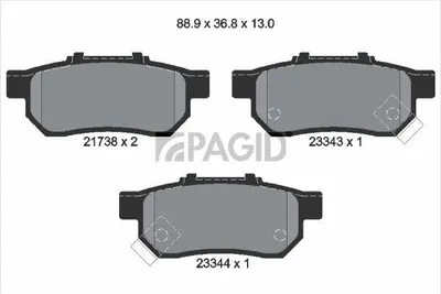 Produktbild von PAGID Bremsbeläge Satz Hinten Bremsklötze für HONDA Jazz II Schrägheck (GD, GE3, GE2) T3107N