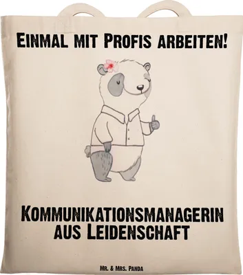 Produktbild von Mr. & Mrs. Panda Shopping Tasche Kommunikationsmanagerin Leidenschaft - Transparent - Geschenk, Spruch, Studium, Schultasche, Tote Bag, schulterbeutel, Witzig, Jutebeutel