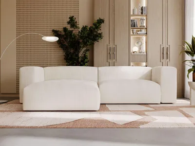 Produktbild von GrainGold Ecksofa L-Form Links Landi - Moderne Cord Ecksofa, Wohnzimmer Ecksofa - Eckcouch Beige (Lincoln 03)