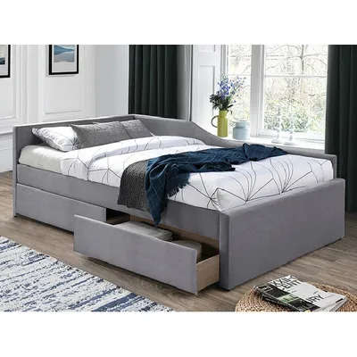 Image de Lit simple capitonné TULIA - 120x200 cm, gris