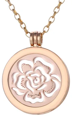 Produktbild von Morella Damen Halskette gold 70 cm Edelstahl mit Anhänger und Coin 33 mm Blütenmeer in Schmuckbeutel
