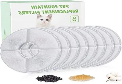 Image de Filtre à eau automatique pour fontaine à eau, avec résine et charbon actif (lot de 8)