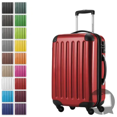 Image de Alex - Valise bagage à main avec extension trolley cabine 4 roulettes, bagage de bord pour chaque compagnie aérienne, trolley de voyage taille S coque dure brillante, 55 cm, 42 litres,Rouge
