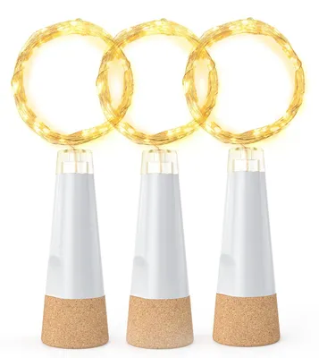 Flashenlichter mit Korken, USB-aufladbar, 20 LED, 2 m, warmweiß, 3er-Set