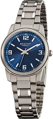 Produktbild von Regent Titan Damen Uhr F-857 Quarzuhr Armband silber grau D2URF857