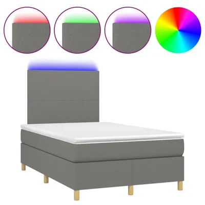 Produktbild von Boxspringbett mit Matratze & LED Dunkelgrau 120x200 cm Stoff