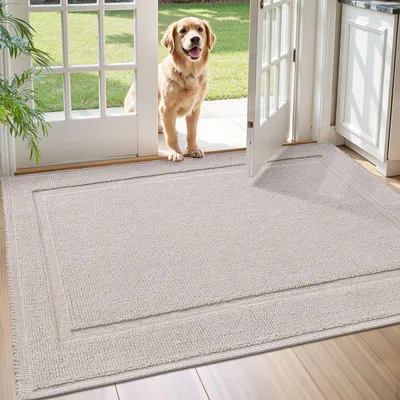Eingangsteppich 60x90 cm, rutschfest, ultradünn, khaki