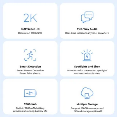 Image de Caméra de sécurité sans fil - Lot de 2 - 3 MP - PTZ - WiFi - Énergie solaire - Pour extérieur
