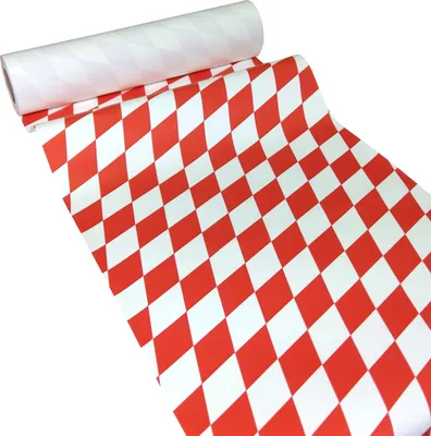 Produktbild von 50m x 0,40m JUNOPAX® Papier Tischläufer Raute rot-weiß