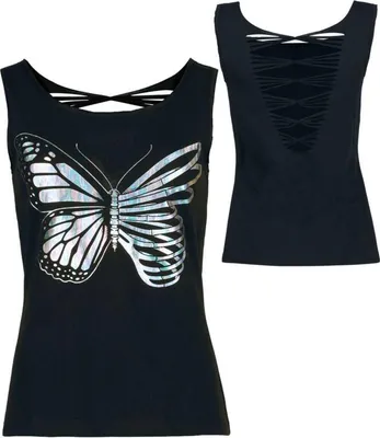 Produktbild von Full Volume by EMP Damen schwarzes Top mit Foliendruck XL