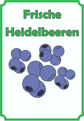 Produktbild von Frische Heidelbeeren Schild Hochkant A1 Rückseite selbstklebend