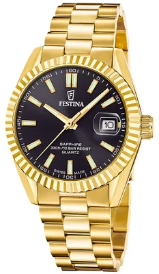 Festina F20086/B Herrenuhr Quarz Goldfarben/Schwarz mit Saphirglas 1