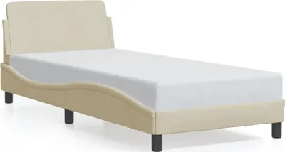 Image de vidaXL Cadre de lit avec tête de lit "Dover" Crème 90x200 cm Tissu