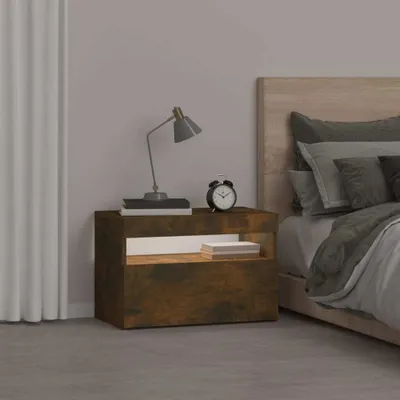 Immagine prodotto di Comodino con luci LED rovere fumé 60x35x40 cm
