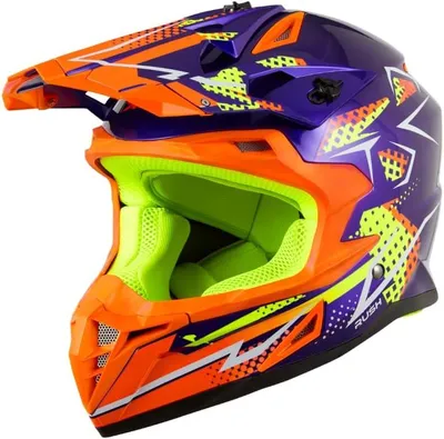 Produktbild von Belüfteter ABS Motocross Helm Blau Orange Größe S (55-56 cm) mit Reflektoren
