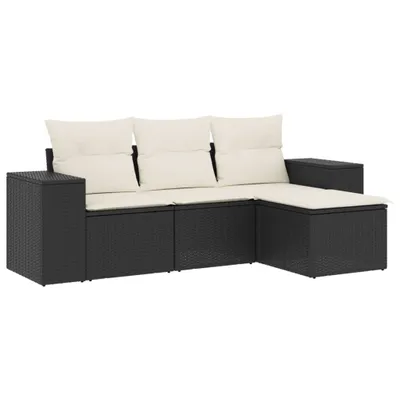 Produktbild von vidaXL 4-tlg. Garten-Sofagarnitur mit Kissen Schwarz Poly Rattan