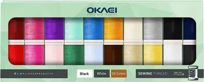 Produktbild von OKAEI Nähgarn set 20 farbige Polyester-Nähfäden,Nähmaschinen Garn,Overlockgarn