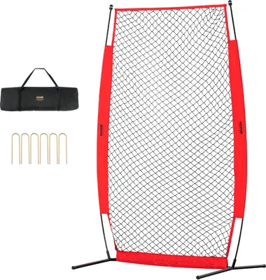 Produktbild von I-Typ für Schlägerkäfig 1400 x 1065 x 2180 mm Baseball- und Softball-Sicherheitsschirm Körperschutz Tragbarer Schlagschirm mit Tragetasche & Bodenpfählen, Outdoor Baseball-Pitching-Netz Rot