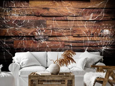 Produktbild von Vlies Fototapete Holzoptik Blumen Blätter Natur Bretter Abstrakt wie gemalt 400x280 cm – Moderne Vliestapete, Tapete für Wohnzimmer b-C-10257-a-a