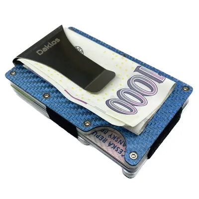Obrázek produktu pro Karbonová mini peněženka CARBET RFID carbon s klipem - modrá Peněženka Daklos
