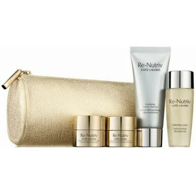 Imagen del producto de Set Re-Nutriv Deluxe: Crema limpiadora hidratante Re-Nutriv 30 ml + Crema regeneradora antiedad Re-Nutriv - Ultimate Lift, que fortalece, eleva y aporta luminosidad, para rostro, uso diario y nocturno, 7 ml + Crema regeneradora antiedad Re-Nutriv - Ultimate Lift, que ilumina y eleva, para rostro, uso matutino