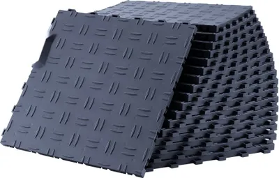 Zdjęcie produktu dla Kształtki podłogowe do garaży 305 x 305 x 13,4 mm - Zestaw 25 antypoślizgowych dwustronnych konstrukcji - Podłoga do garaży, piwnic i warsztatów - Grafitowo-szary