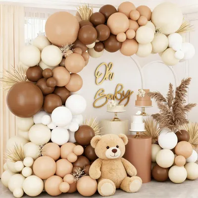 Immagine prodotto di Ghirlande di palloncini bianchi, beige e marroni, confezione da 100 palloncini in lattice per decorazioni di feste