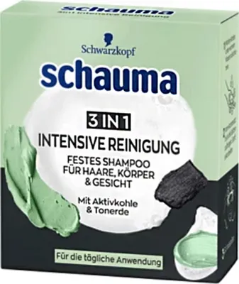 Produktbild von Schauma 3in1 Intensive Reinigung festes Shampoo mit Aktivkohle 60g