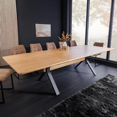 Produktbild von riess-ambiente Esstisch GIANT 180-300cm natur schwarz Metall Eiche X-Gestell ausziehbar 12 Personen