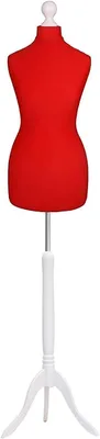 Imagen del producto de Silecomplaza: Maniquí de sastre para mujer, talle M (36-38), tapizado en rojo, base blanca. Maniquí de sastre para mujer