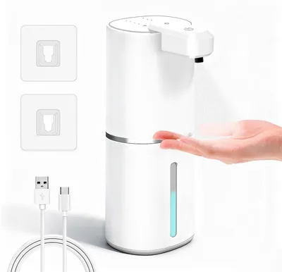 Produktbild von Automatischer Seifenspender mit Sensor, Wandmontage, 4 Dosiermodi, IPX5, USB-C, Weiß