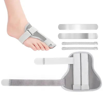 Produktbild von Großzehenorthese links, Zehenschiene mit 2 Stützstäben, verstellbare Fußbandage bei Fraktur, Verstauchung & Hallux Valgus, atmungsaktive Zehenstütze