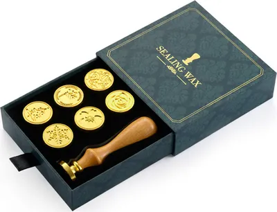 Produktbild von Wachs-Siegel-Stempel-Kit Vintage Versiegelung Wachs Stempel Holzgriff austauschbar Stempelkopf mit Geschenk-Box für Karten Umschläge Hochzeit Einladungen Postkarte Geschenk Verpackung