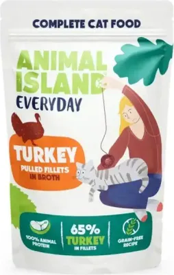Obrázok produktu pre ANIMAL ISLAND Everyday Hovädzie, kuracie, morkie a filé z bielej ryby v bujóne - mokrá mačacia strava - 40 x 85g