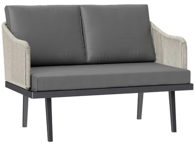 Image de Petit banc pour deux personnes - Banc de jardin pour deux personnes - Banc d'extérieur - Canapé lounge - Mobilier de jardin - Rotin synthétique