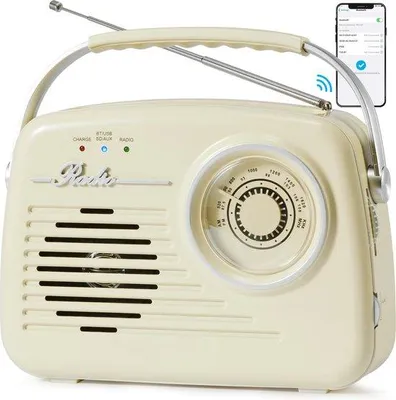 Image de Radio vintage portable avec Bluetooth et plusieurs modes de lecture