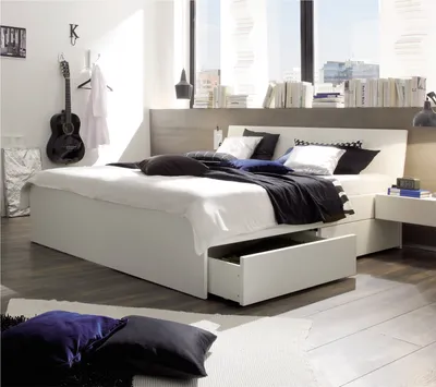 Produktbild von HASENA Spazio Stauraumbett mit Schubladen weiß deckend lackiert 200x200