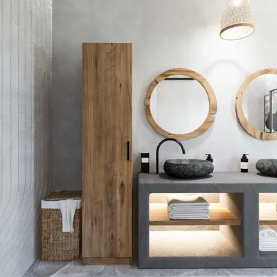 Immagine prodotto di Skye Decor, Yaman 1 Door - Walnut, armadio, noce, pannelli truciolari rivestiti al 100% in melamina, 40 x 47 x 182 cm