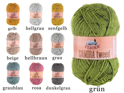 Produktbild von 5 x 100g Strickgarn Samira Tweed Klassikgarn Strickwolle Farbwahl, Farbe:dunkelgrau