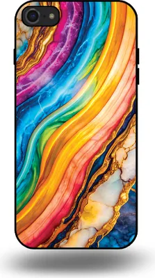 Produktbild von Smartphonica Handyhülle geeignet für iPhone SE(2020-2022) mit Regenbogen Gold Marmor Print - TPU Backcover Case Regenbogen Gold Marmor Design