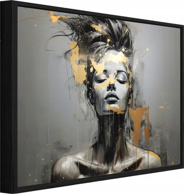 Produktbild von Bilder mit Rahmen Frau Abstrakt Glamour - 60x40 cm - Wandbilder Wohnzimmer Schlafzimmer - Leinwand Bilder mit Rahmen Grau - PPR14737O4