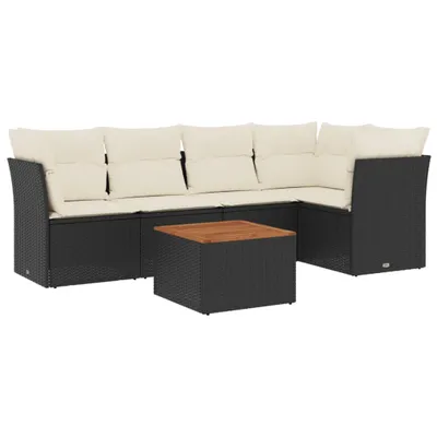 Produktbild von vidaXL 6-tlg. Garten-Sofagarnitur mit Kissen Schwarz Poly Rattan