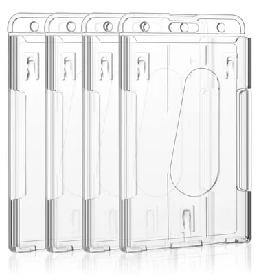 Image de Pochettes pour cartes d'identité, lot de 4, pochettes transparentes à glissière, à utiliser à la verticale, pochettes en plastique rigide pour cartes d'identité et cartes de crédit
