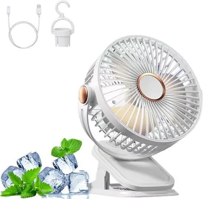 Immagine prodotto di Ventilatore portatile - Mini ventilatore USB - Ventilatore personale compatto da 1800 mAh, con 5 livelli di velocità, ricaricabile tramite USB, regolabile a 360° - ideale per l'ufficio, la casa, il campeggio e i viaggi