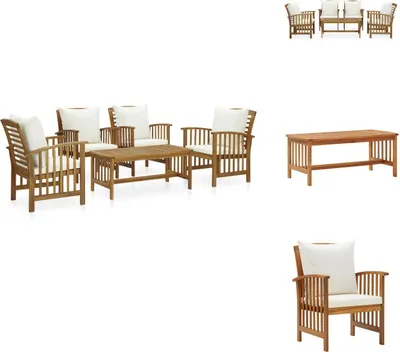 Produktbild von vidaXL 5-tlg. Garten-Lounge-Set mit Auflagen Massivholz Akazie -  Gartenmöbel-Sets